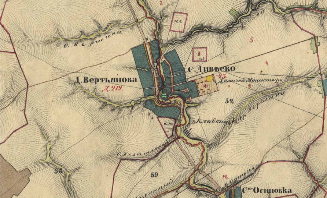 с. Дивеево на карте А.И. Менде, 1860-е гг.